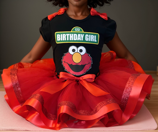 Elmo Birthday Tutu Outfit Sesame Street Birthday Elmo First Birthday Little Ladybug Tutus