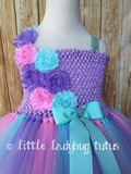 Aqua Pink Lavender Tutu Dress, Aqua Flower Girl Dress, Aqua Pink and Lavender Flower Girl Dress - Little Ladybug Tutus