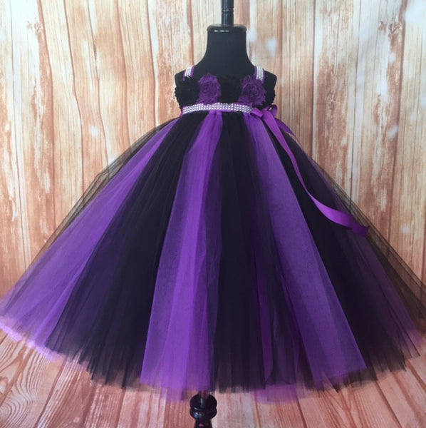 Black dress with purple flowers sale