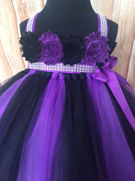 Purple and Black Tutu Black and Purple Flower Girl Tutu Dress