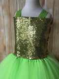 Green Tutu, Girls Green & Gold Tutu Dress, Apple Green Tutu, Green Pageant Tutu - Little Ladybug Tutus