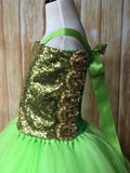 Green Tutu, Girls Green & Gold Tutu Dress, Apple Green Tutu, Green Pageant Tutu - Little Ladybug Tutus