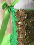 Green Tutu, Girls Green & Gold Tutu Dress, Apple Green Tutu, Green Pageant Tutu - Little Ladybug Tutus