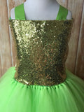 Green Tutu, Girls Green & Gold Tutu Dress, Apple Green Tutu, Green Pageant Tutu - Little Ladybug Tutus