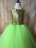 Green Tutu, Girls Green & Gold Tutu Dress, Apple Green Tutu, Green Pageant Tutu - Little Ladybug Tutus