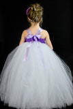 White and Purple Flower Girl Dress, White Tutu, White and Purple Girls Tutu Dress - Little Ladybug Tutus