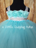 Aqua Tutu Dress, Aqua Flower Girl Dress, Aqua Tutu, Girls Aqua Tulle Tutu Dress, Aqua Blue Tutu Dress - Little Ladybug Tutus