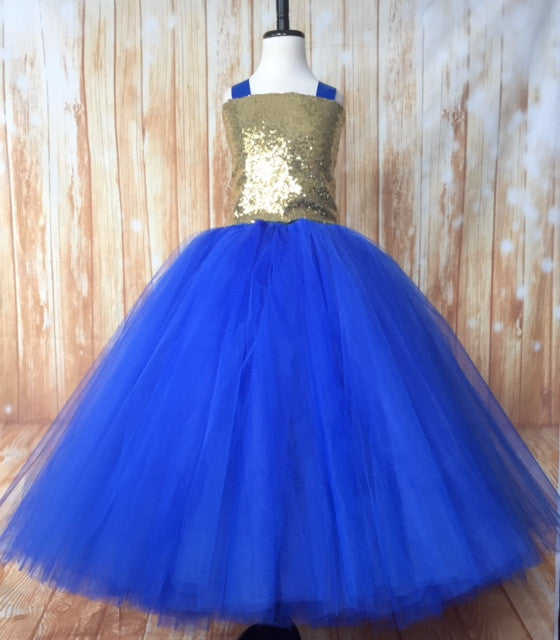 Gold & Blue Tutu, Gold and Blue Tutu Dress, Girls Royal Blue & Gold Tutu, Gold and Royal Birthday Tutu, Gold Flower Girl Tutu, Gold Pageant Tutu, Royal Tutu, Royal Blue Tutu, Royal Blue Tutu Dress, Girls Royal Blue Flower Girl Dress, Royal Blue Wedding - Little Ladybug Tutus