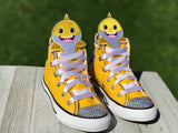 Baby Shark Converse, Infants and Toddler Shoe Size 2-9 (Hard Sole), Yellow Baby Shark