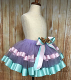 Ribbon Trimmed Fully Sewn Bolt Tulle Tutu Skirt, customized in any color choice - Little Ladybug Tutus