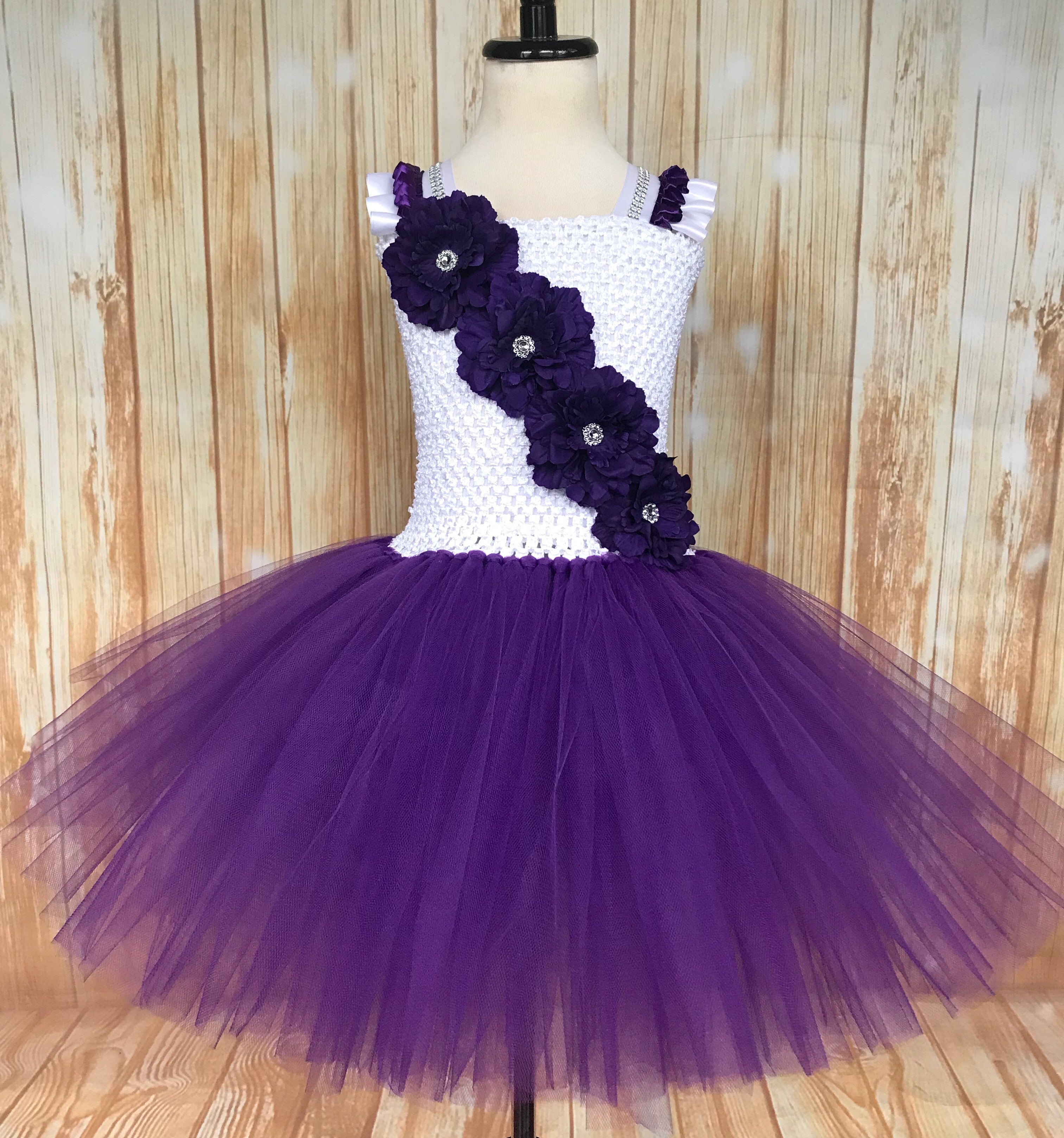 White and Purple Tutu, Purple Tutu Dress - Little Ladybug Tutus