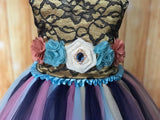 Blue Flower Girl Tutu Dress, Blue Girls Tutu, Blue Girls Tutu Dress, Rustic Country Tutu - Little Ladybug Tutus