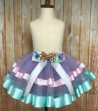 Ribbon Trimmed Fully Sewn Bolt Tulle Tutu Skirt, customized in any color choice - Little Ladybug Tutus