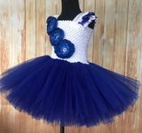 Royal Blue and White Ribbon Trimmed Tutu, Blue Tutu Dress - Little Ladybug Tutus