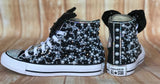 Black and White Blinged Custom Converse, Little Kids Shoe Size 10-2