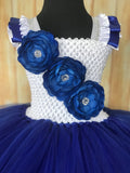 Royal Blue and White Ribbon Trimmed Tutu, Blue Tutu Dress - Little Ladybug Tutus