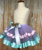 Ribbon Trimmed Fully Sewn Bolt Tulle Tutu Skirt, customized in any color choice - Little Ladybug Tutus