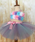 First Birthday Smash Cake Tutu Set, Lavender Pink and Aqua Smash Cake Tutu Outfit