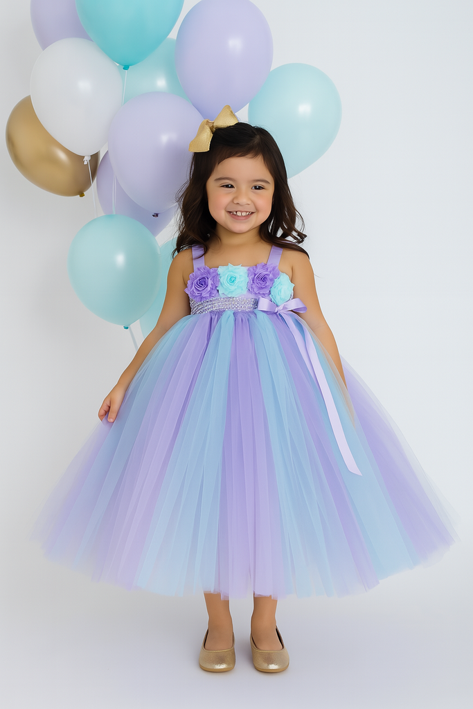 Aqua & Lavender Girls Tutu Dress, Aqua Flower Girl Dress, Aqua & Lavender Flower Girl Dress