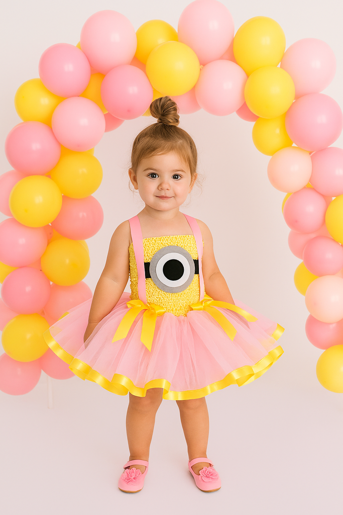 Minion Ribbon Tutu, Minion Tutu Dress, Pink Minion Costume, Girls Pink Minion Dress