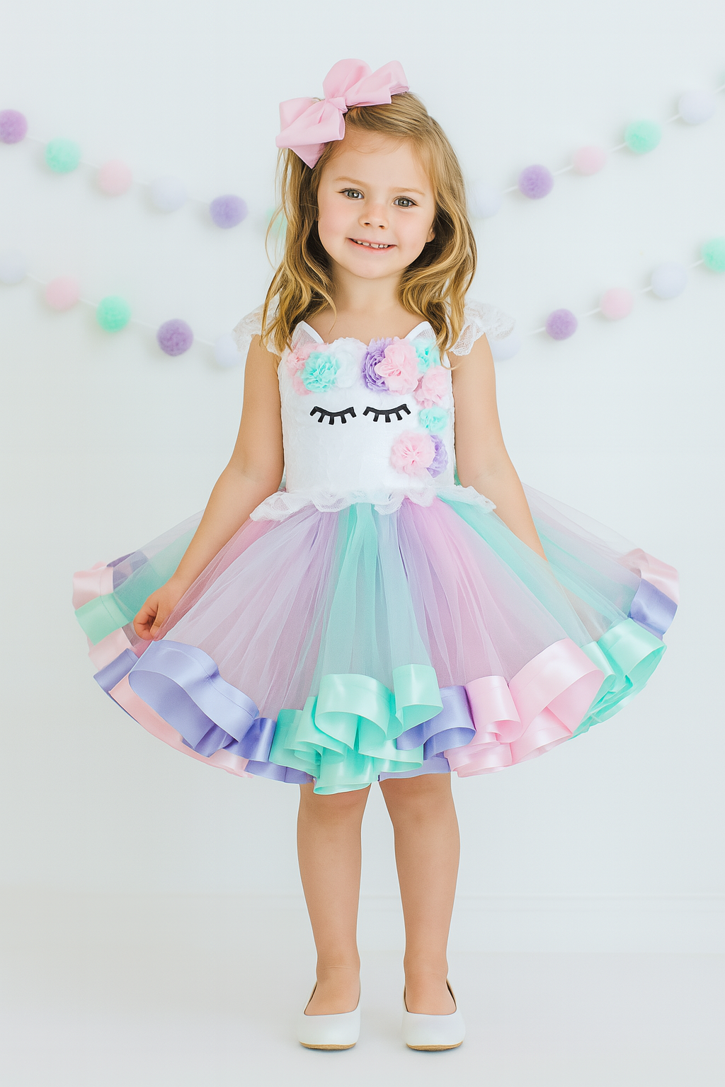 unicorn birthday party dress Long Tail Unicorn Birthday Dress Set Includes Head Crown, Pony Theme Colourful Costume, Rainbow Babygirl Tutu, Unicorn Theme Birthday Cloth