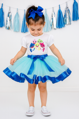 Baby Shark Tutu Set, Blue Baby Shark Birthday Outfit, Baby Shark Birthday, Baby Shark Party