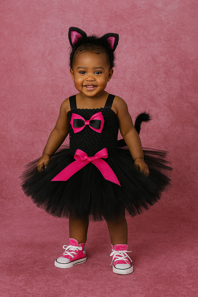 Cat Tutu, Girls Cat Tutu, Black Cat Tutu, Black & Pink Cat Tutu Costume, Cat Costume