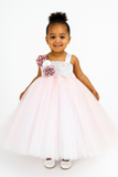 Blush Flower Girl Dress,  Blush and White Flower Girl Dress