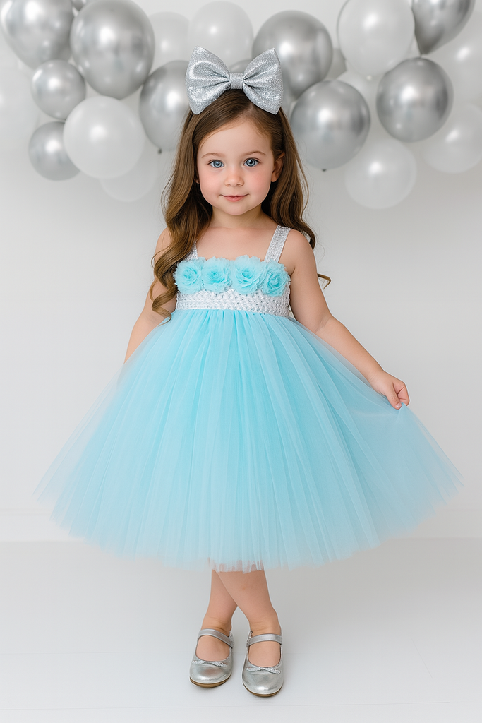 Aqua Blue Flower Girl Tutu Dress