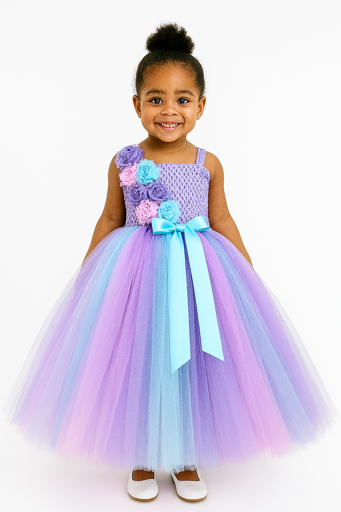 Aqua Pink Lavender Tutu Dress, Aqua Flower Girl Dress, Aqua Pink and Lavender Flower Girl Dress