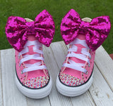 Barbie Pink Blinged Converse Sneakers, Big Kids Shoe Size 3-6