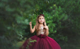 Burgundy and Champagne Tutu Dress, Burgundy Wine Flower Girls Dress, Fall Wedding Flower Girl - Little Ladybug Tutus