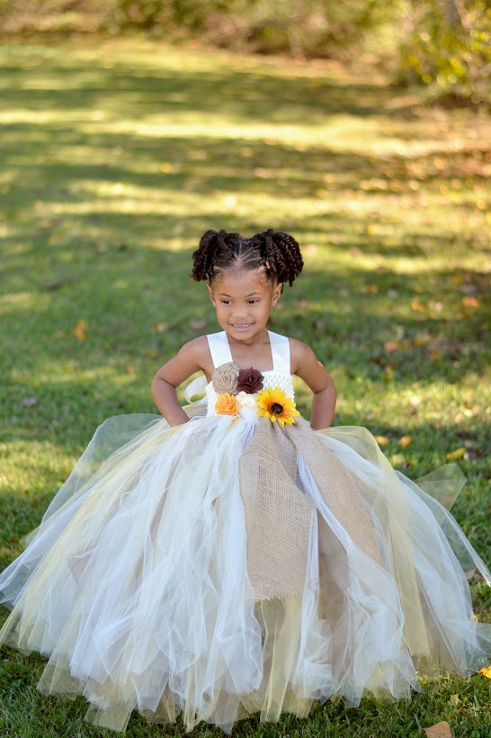Sunflower & Burlap Tutu Dress, Sunflower Flower Girls Dress, Fall Wedding Flower Girl