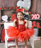 Red Tutu Dress, Red Pageant Dress, Red Sequin Tutu