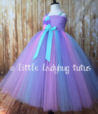 Aqua Pink Lavender Tutu Dress, Aqua Flower Girl Dress, Aqua Pink and Lavender Flower Girl Dress - Little Ladybug Tutus