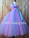 Aqua Pink Lavender Tutu Dress, Aqua Flower Girl Dress, Aqua Pink and Lavender Flower Girl Dress - Little Ladybug Tutus