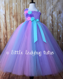 Aqua Pink Lavender Tutu Dress, Aqua Flower Girl Dress, Aqua Pink and Lavender Flower Girl Dress - Little Ladybug Tutus