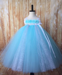 Aqua & Silver Tutu Dress, Aqua Flower Girl Dress, Aqua & Silver Flower Girl Dress, Girls Aqua Tulle Dress - Little Ladybug Tutus