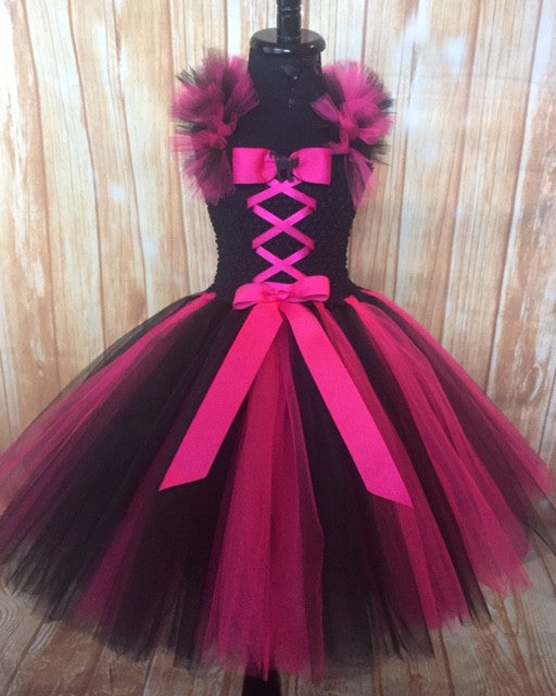 Witch Tutu Dress Costume, Pink and Black Girls Witch