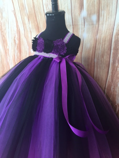 Purple and black 2025 flower girl dresses