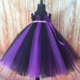 ﻿Purple and Black Tutu, Black and Purple Flower Girl Tutu Dress, Girls Purple and Black Halloween Pageant Dress, Purple and Black Empire Waist Tutu Dress, Purple Tulle Dress, Halloween Wedding, Purple and Black Pageant Tutu - Little Ladybug Tutus