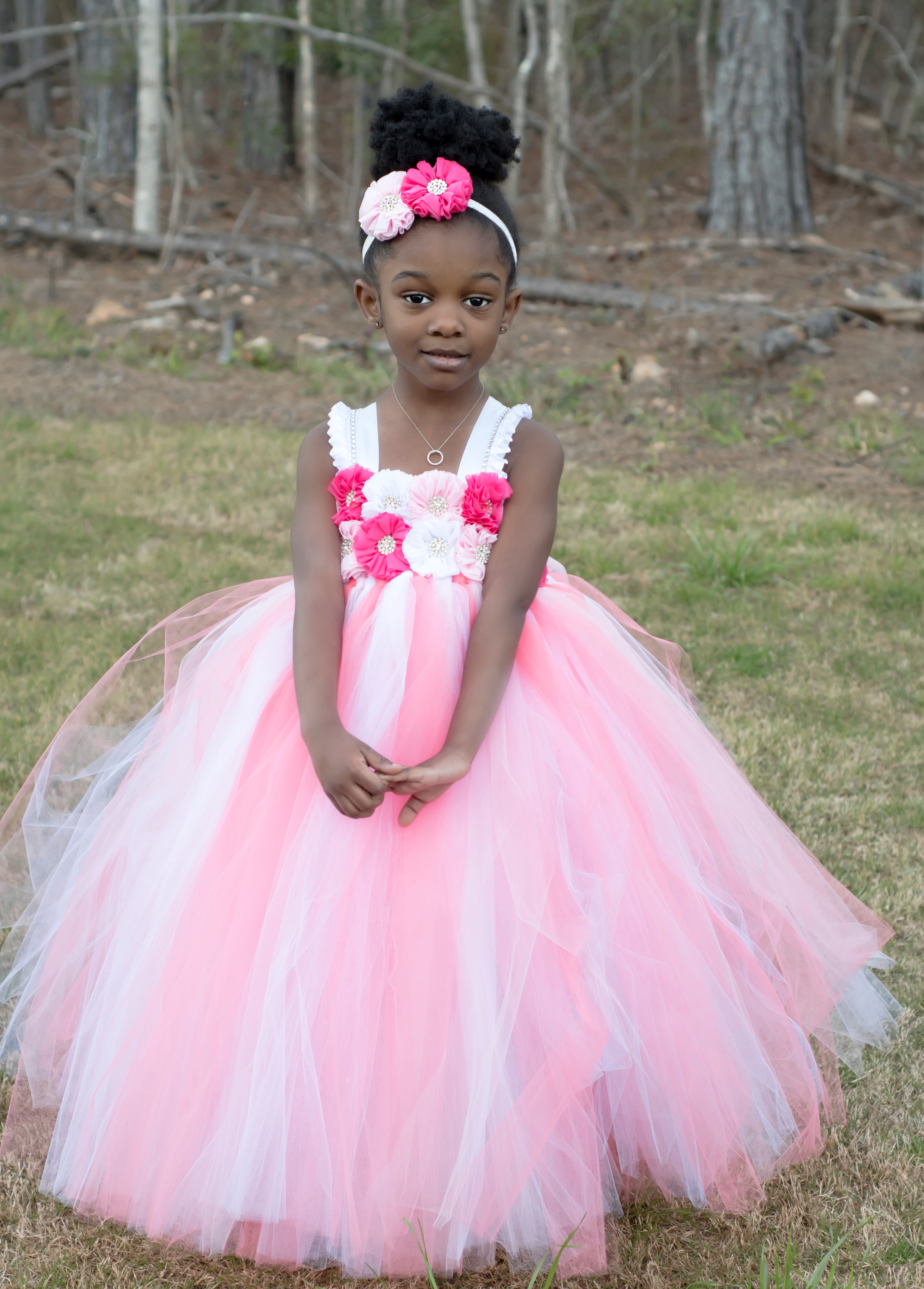 Coral Summer Wedding Flower Girl Tutu Dress by Little Ladybug Tutus
