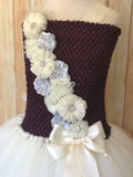 Burgundy & Ivory Tutu, Girls Burgundy Flower Girl Tutu Dress, Burgundy Pageant Dress - Little Ladybug Tutus