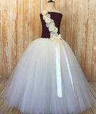 Burgundy & Ivory Tutu, Girls Burgundy Flower Girl Tutu Dress, Burgundy Pageant Dress - Little Ladybug Tutus