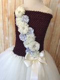Burgundy & Ivory Tutu, Girls Burgundy Flower Girl Tutu Dress, Burgundy Pageant Dress - Little Ladybug Tutus