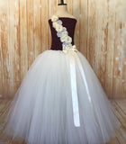 Burgundy & Ivory Tutu, Girls Burgundy Flower Girl Tutu Dress, Burgundy Pageant Dress - Little Ladybug Tutus