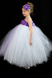 White and Purple Flower Girl Dress, White Tutu, White and Purple Girls Tutu Dress - Little Ladybug Tutus