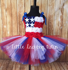 American Flag Tutu, Girls Patriotic Tutu, Patriotic Pageant Dress, Patriotic Tutus for Girls - Little Ladybug Tutus