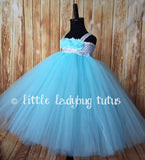 Aqua Tutu Dress, Aqua Flower Girl Dress, Aqua Tutu, Girls Aqua Tulle Tutu Dress, Aqua Blue Tutu Dress - Little Ladybug Tutus