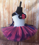 Ivory Navy Coral Tutu, Navy Flower Girl Dress, Girls Navy Coral Tutu Dress - Little Ladybug Tutus